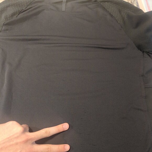 Lululemon Mens Medium Black Gray Mesh Short Sleeve T-Shirt Top Yoga Gym - Picture 9 of 9